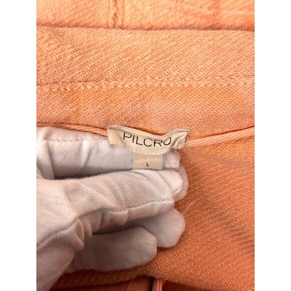 Anthropologie Shirt Jacket Large Womens Pilcro Utility Snap Front Peach Pink - Picture 7 of 8